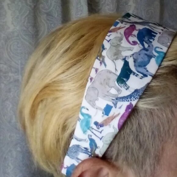 Liberty of London Art Fabric Headband Queue The Zoo Animals Blue Purple Colorful - Picture 3 of 15